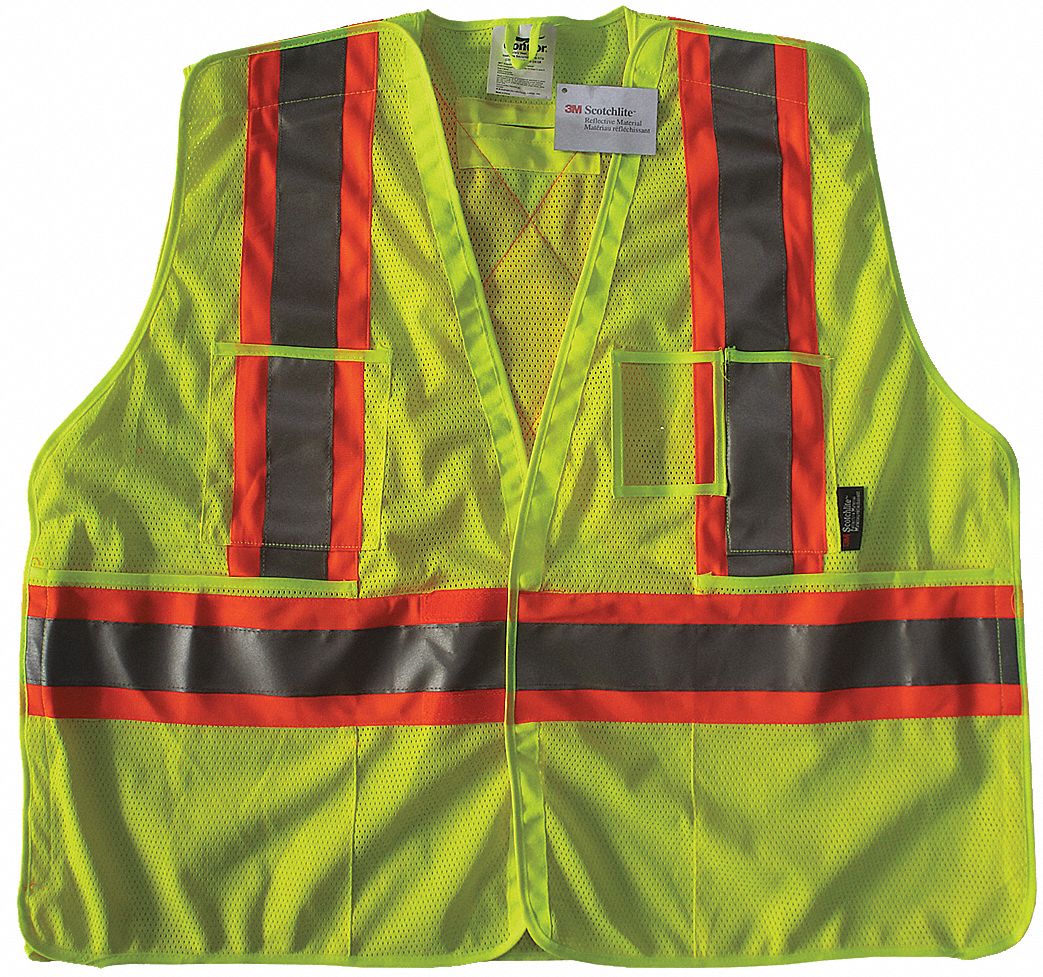 GILET HTE VISIBILITÉ,ANSI CLASSE 2,2TG/3TG,LIME,MAILLE POLYESTER,FERMETURE AUTOAGRIPPANTE,BANDE UNIQUE