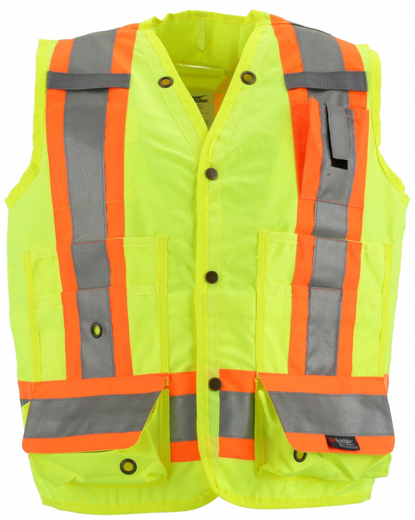 GILET HTE VISIBILITÉ,ANSI CLASSE 2,TG,LIME,POLYESTER,B-PRESSION,CONTRASTANT,BANDE UNIQUE