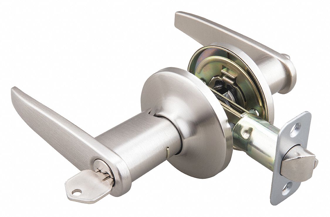 Door Lockset: Office Lever Locksets, Nickel, ADA Compliant