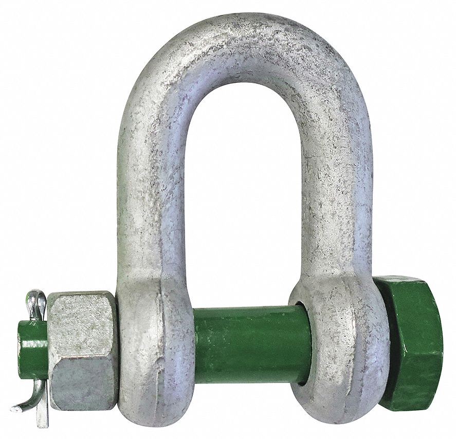 Shackle, Carbon Steel Body Material, Alloy Steel Pin Material, 7/8 in Body Size, 1 in Pin Dia.