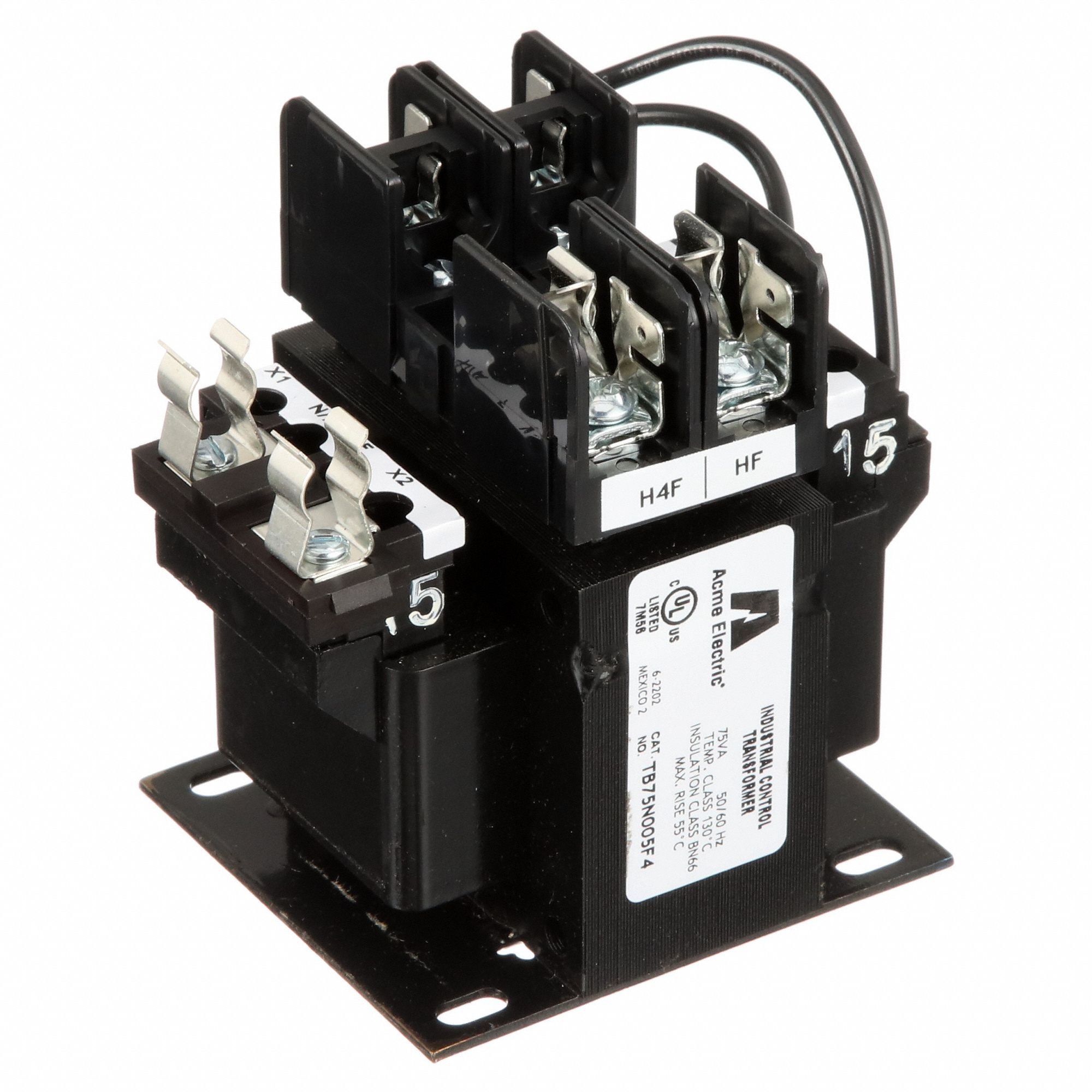 Control Transformer: 208V AC/230V AC/460V AC, 115V AC, Plate, 75 VA, Single Phase