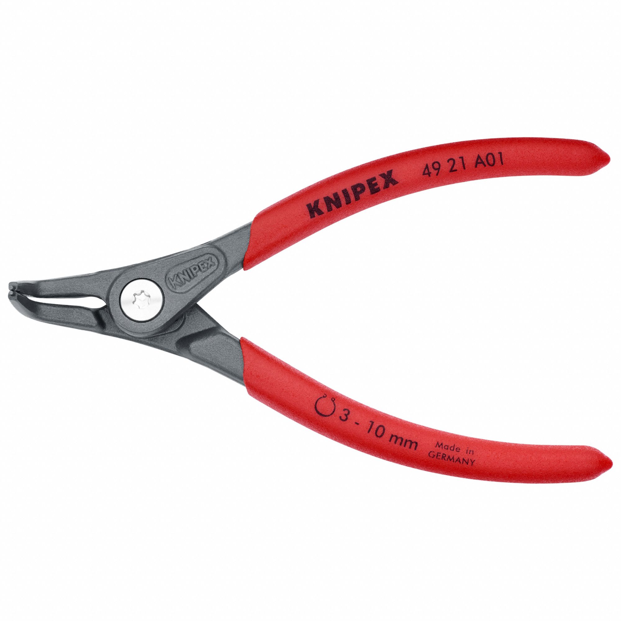 Retaining Ring Plier: External, For 3 mm to 10 mm Shaft Dia, 0.035 in Tip Dia, 5 1/8 in Overall Lg