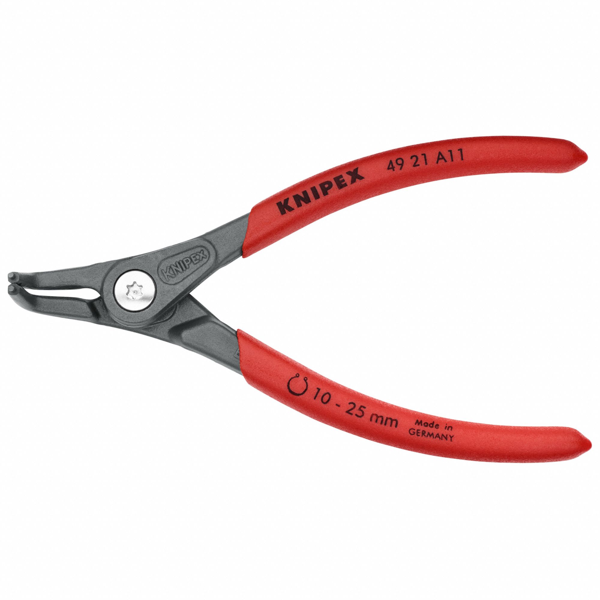 Retaining Ring Plier: External, For 10 mm to 25 mm Shaft Dia, 0.051 in Tip Dia, 5 1/8 in Overall Lg