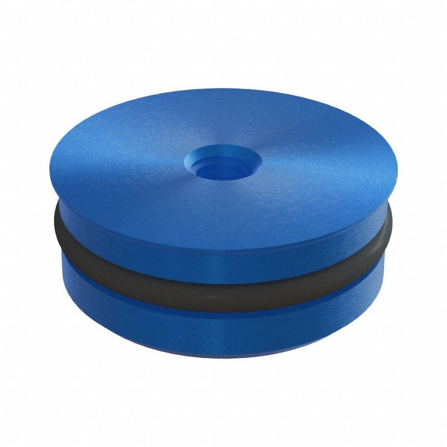 Ball Lock Receiver Plug: Blue Anodize, Aluminum, 20 mm Outside Dia, 8 mm Overall Ht, O-Ring