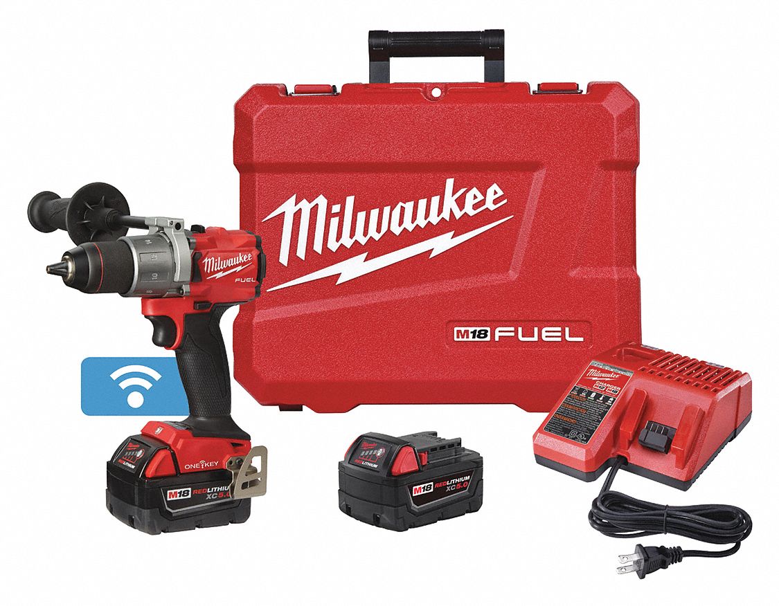 MILWAUKEE Drill Kit, Cordless, 25 inlb to 90 inlb, 1/2 in Chuck Size