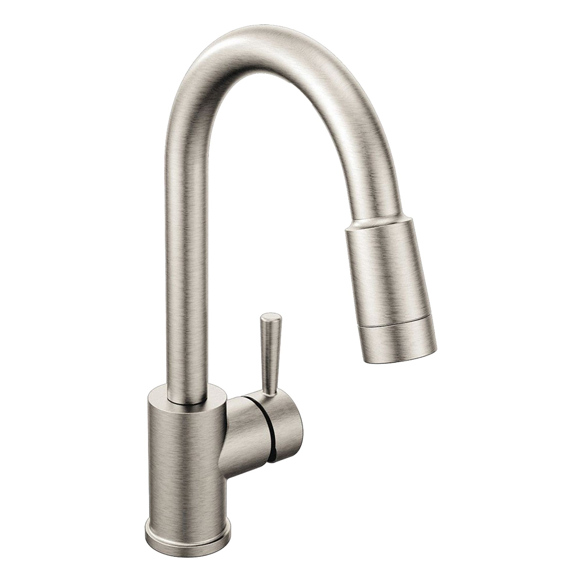 Gooseneck Pull Out Kitchen Faucet: Edgestone, Brass, Single-Post, Deck, 1 Mounting Holes, Metal
