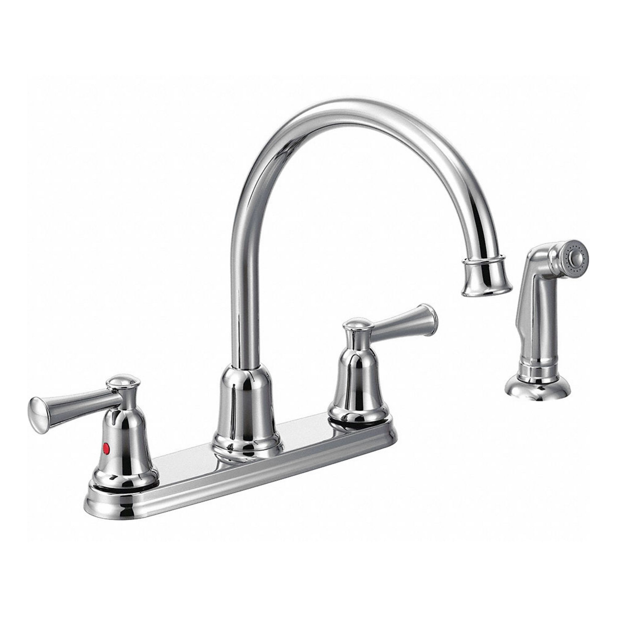 Gooseneck Kitchen Faucet: Capstone, Brass, Widespread, Deck, 4 Mounting Holes, 1.5 gpm Flow Rate