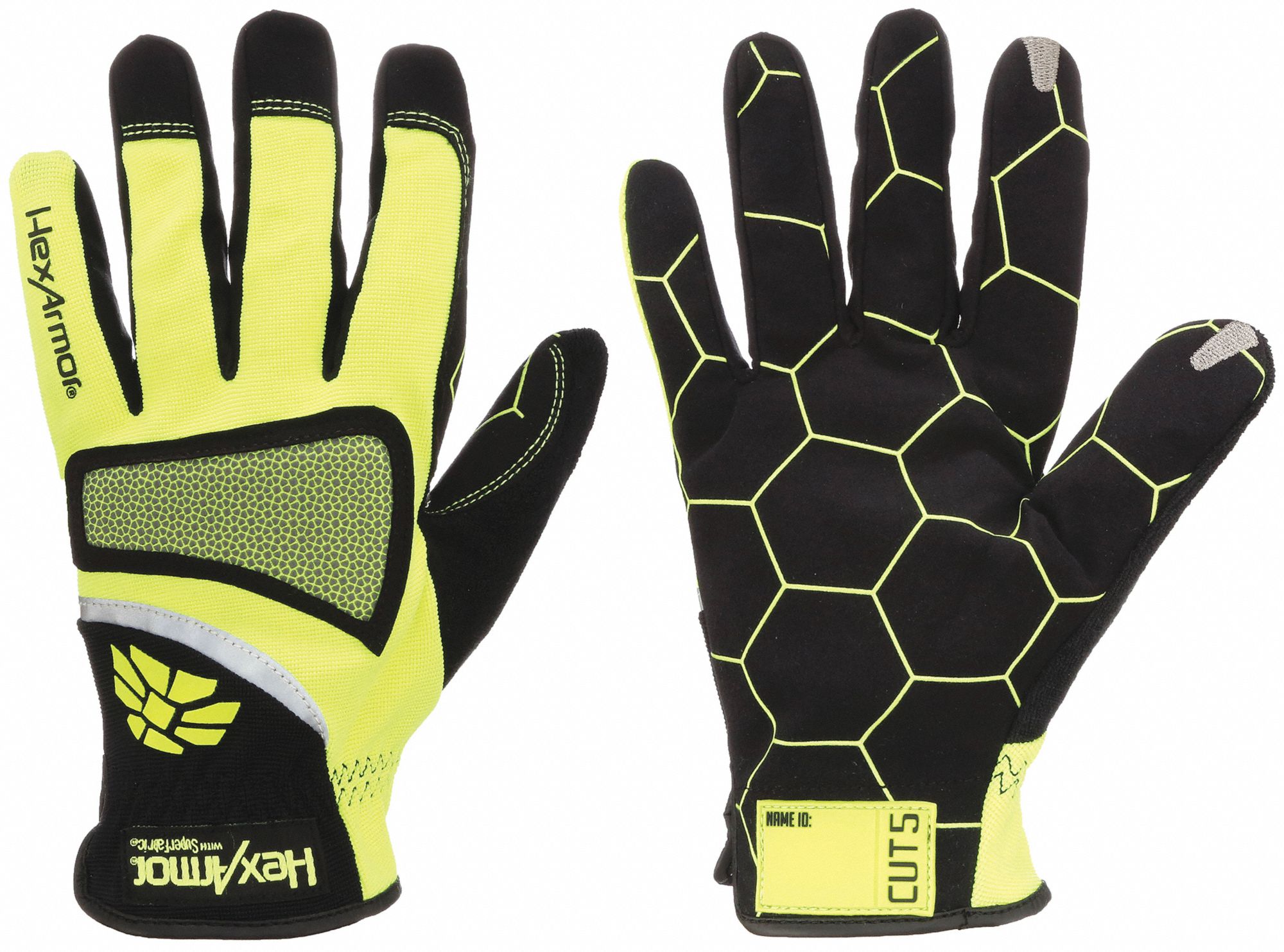 HEXARMOR, Synthetic Leather, Black/ High Visibility Yellow, Mechanics ...