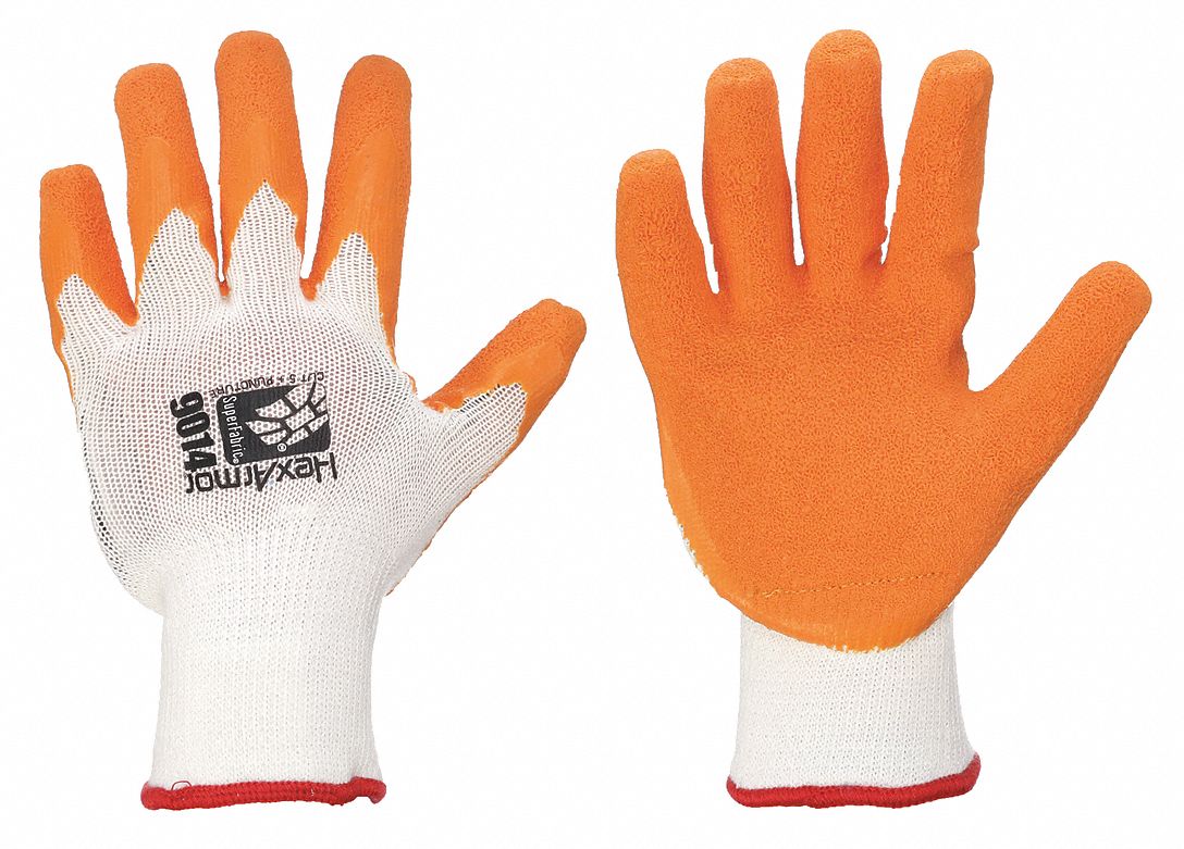 NEEDLESTICK/CUT-RESISTANT GLOVES, SZ XS(6),ORNG/WHT, NATURAL RUBBER LATEX/PE/SUPERFABRIC, PR