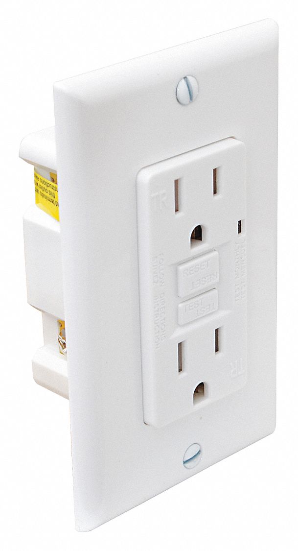 GRAINGER APPROVED 15 AA General Purpose GFCI Receptacle White Tamper   492P67 AS01