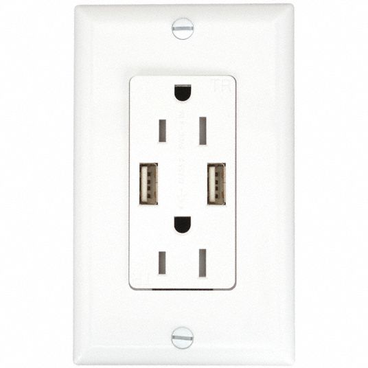 Duplex, 5-15R, USB Charger Receptacle - 492P70|62186 - Grainger