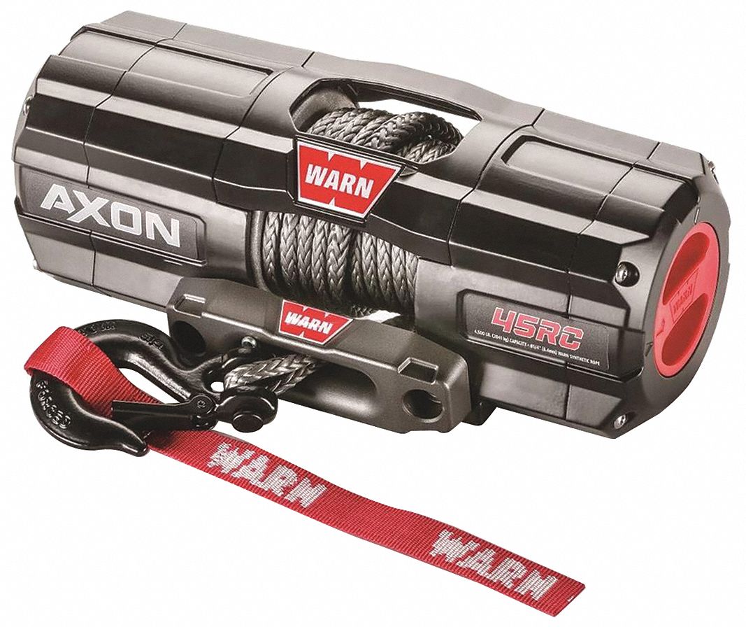 Electric Winch: Pulling, 12V DC, 4, 500 lb 1st Layer Load Capacity, 14 fpm 1st Layer Line Speed