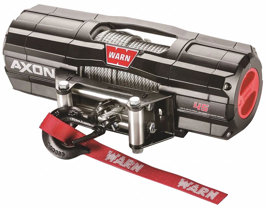 Electric Winch: Pulling, 12V DC, 4, 500 lb 1st Layer Load Capacity, 50 ft Cable Lg, Planetary