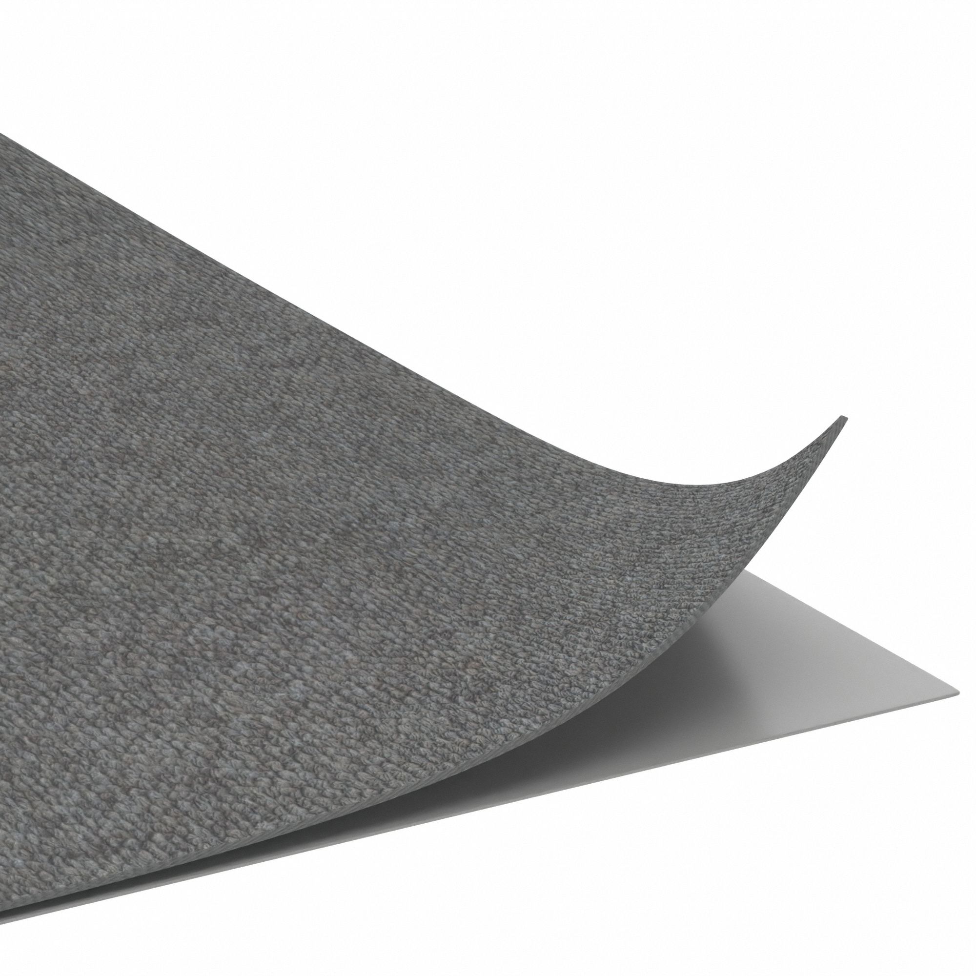 Entrance Mat: Berber, 3 ft x 50 ft, 3/16 in Thick, Grease/Oils/Water, Polyester, Gray