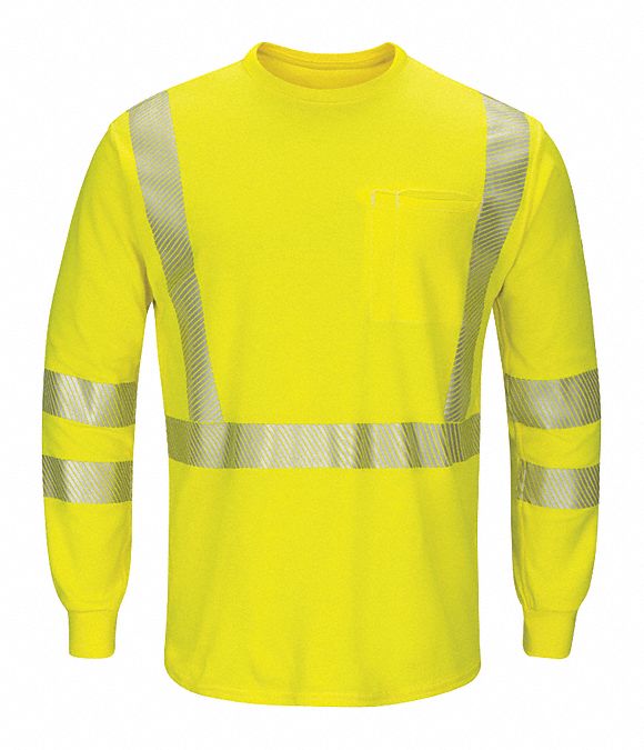 Flame-Resistant Crewneck Shirt: 8.3 cal/sq cm ATPV, Men's, Regular, 2XL, Long, Lime