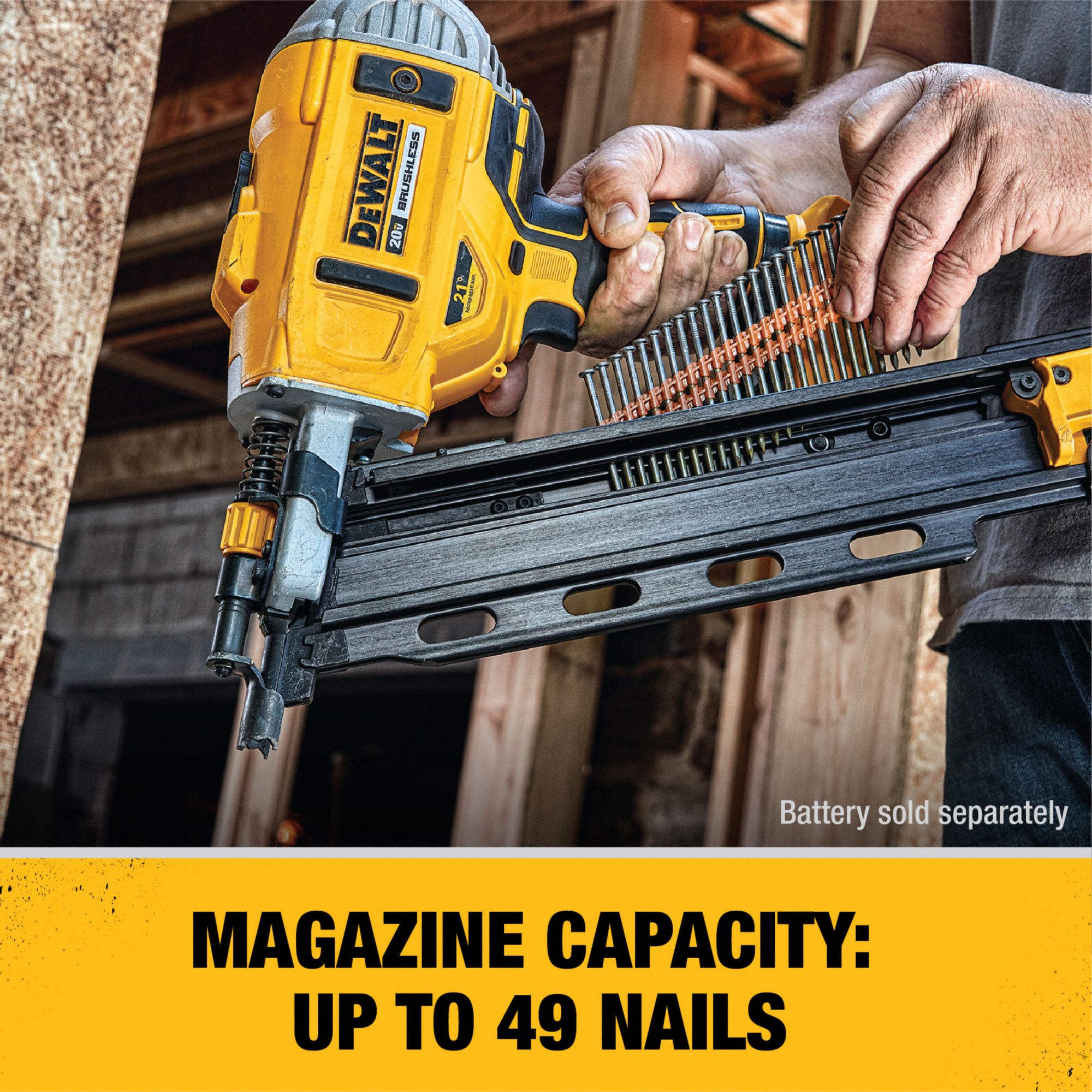 DEWALT Nail Gun Framing, Combo, For 0.131 in to 0.148 in Nail Shank Dia, (1) Bare Tool, 20V DC