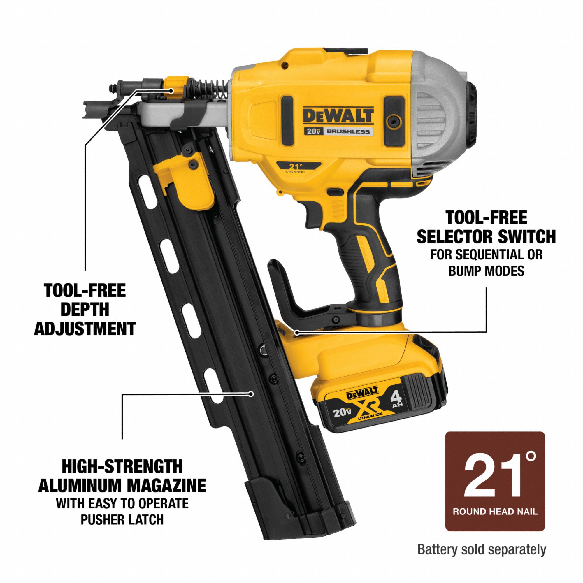 DEWALT Nail Gun Framing, Combo, For 0.131 in to 0.148 in Nail Shank