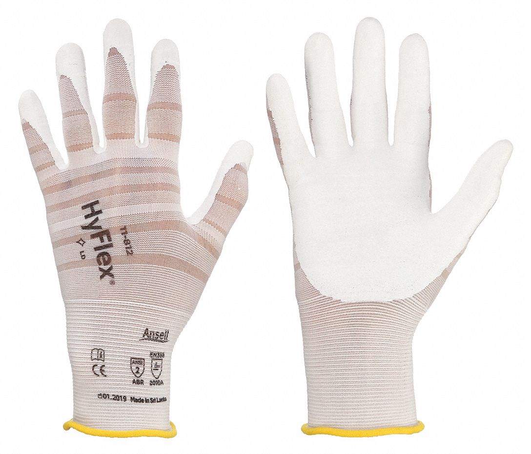 CUT-RESISTANT GLOVES, GUNN, KNIT, SZ 8/MED, 8 3/4-IN L, WHT, FOAM NITRILE