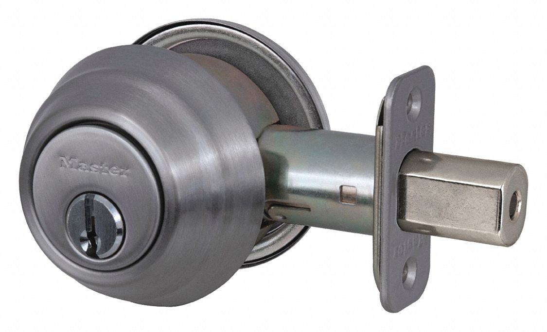 Deadbolt Lock: Cylindrical, 1 3/8 in Door Thick - Max, Bronze