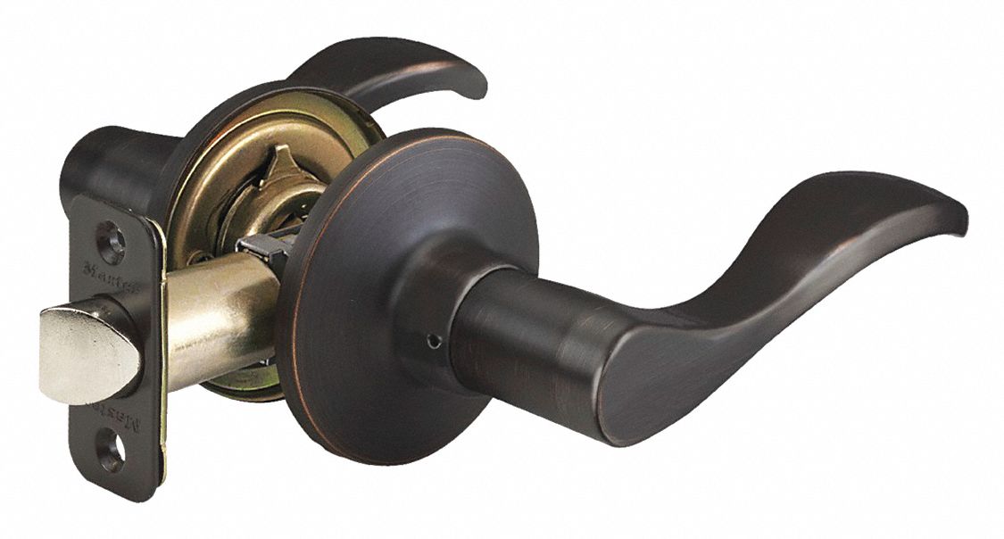 MASTER LOCK, Grade 3, Wave, Door Lever Lockset 492V82WL0412PBOX