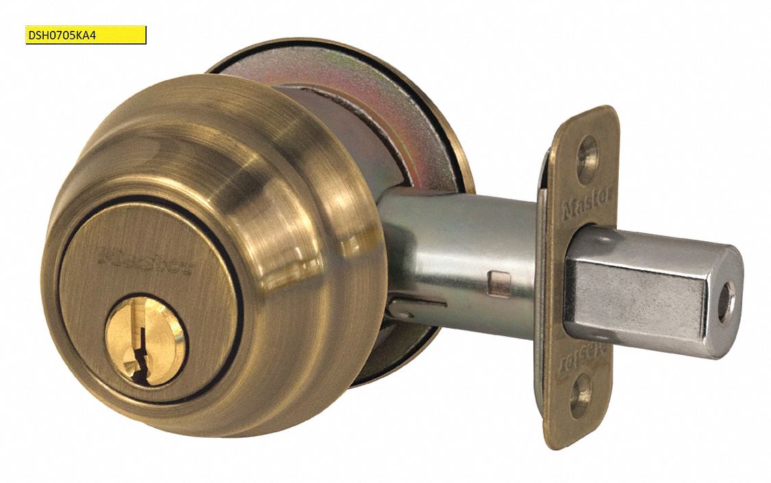 MASTER LOCK, Cylindrical, 1 3/8 in Door Thick - Max, Deadbolt Lock ...
