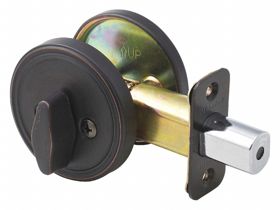 MASTER LOCK, Cylindrical, 1 3/8 in Door Thick - Max, Deadbolt Lock ...