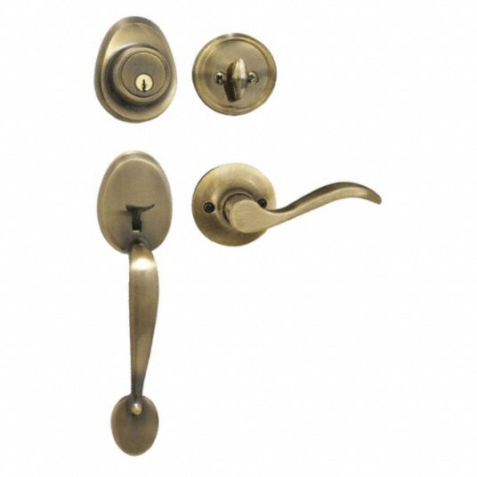 ADA Privacy Indicator Lock and Lever in Antique Brass