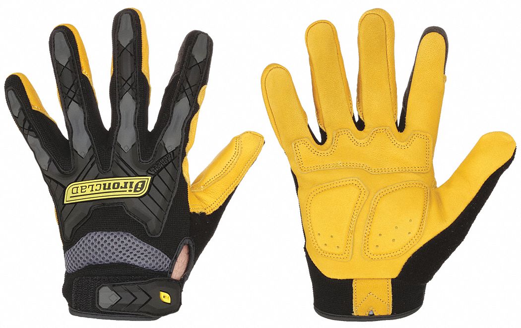 GANTS,RÉSIST CHOCS/À L'ABRASION,ÉCRAN TACTILE,DOIGT COMPLET,M/8,NR/TAN,PEAU CHVR/POLY/TPR