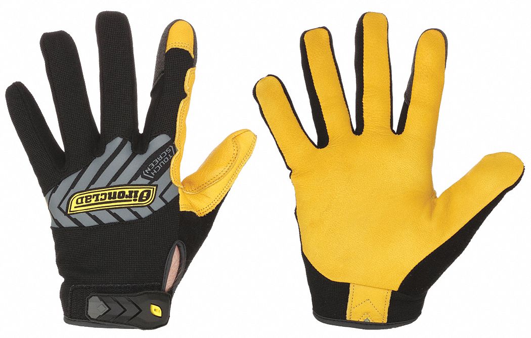 GANTS,RÉSIST CHOCS/RÉSIST,ÉCRAN TACTILE,DOIGT COMPLET,M/8,NR/JNE,CUIR DE CHÈVRE/POLY/NÉO