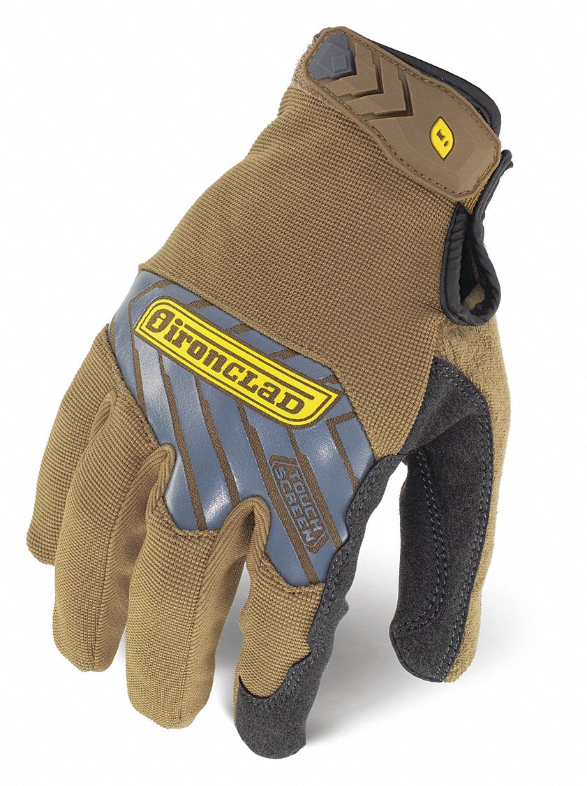 GLOVES, IMPACT/ABRASION RESIST, TOUCHSCREEN, FULL FINGER, M/8, BROWN, NYLON/POLYESTER/NEOPRENE