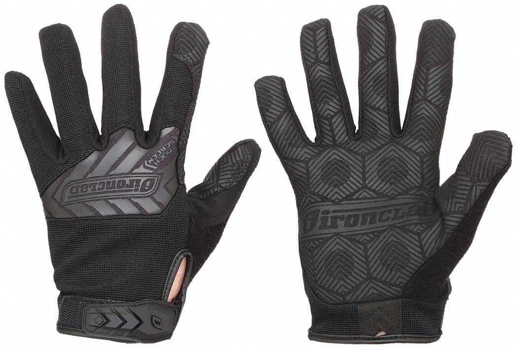 Tactical Gloves: 2XL, Black, Synthetic Suede, Hook-and-Loop, ANSI/ISEA Cut Level A1, 1 PR