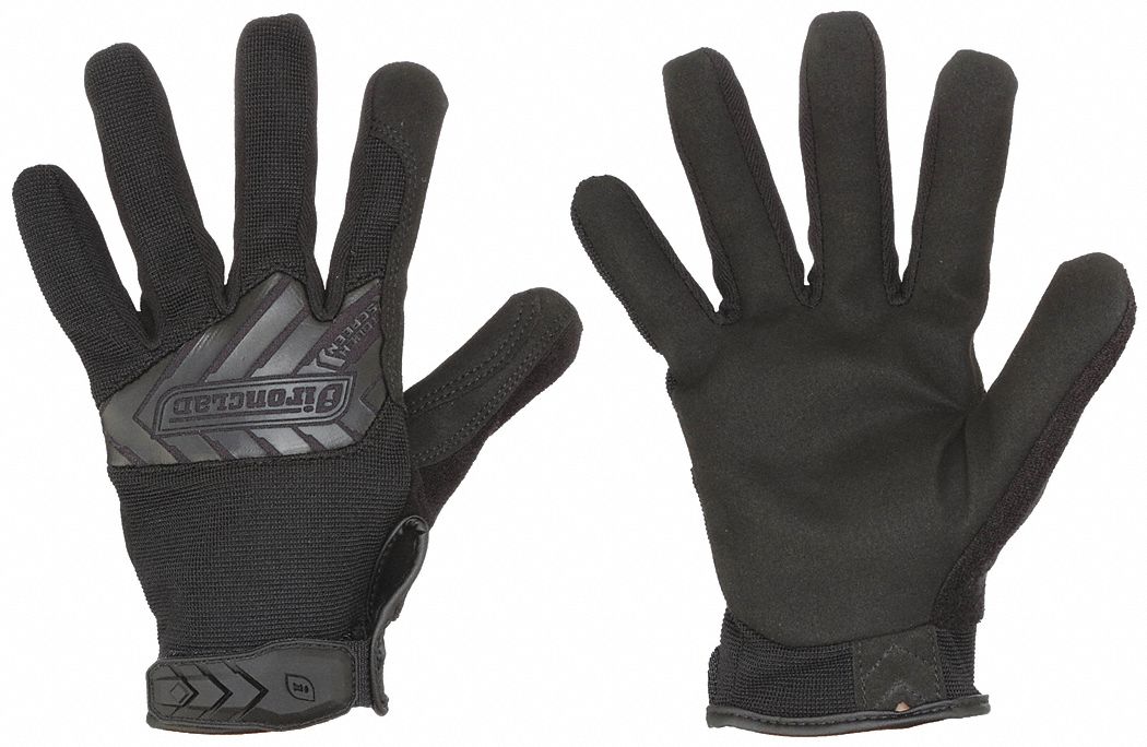 Tactical Gloves: M, Black, Synthetic Suede, Hook-and-Loop, ANSI/ISEA Cut Level A2, 1 PR
