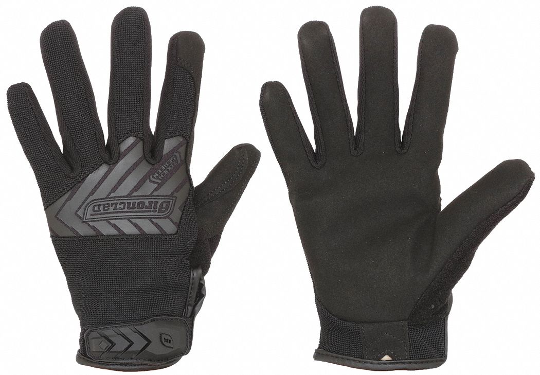 Tactical Gloves: M, Black, Synthetic Suede, Hook-and-Loop, ANSI/ISEA Cut Level A2, 1 PR