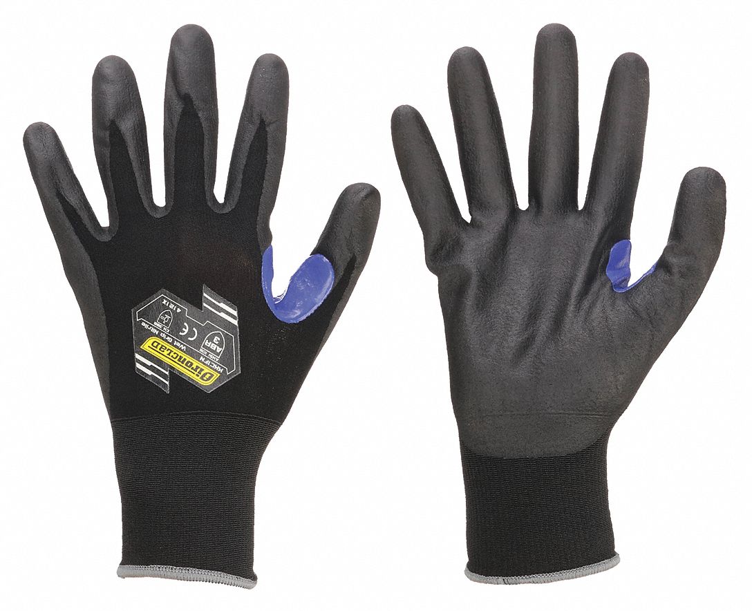 KNIT GLOVES, 13 IN L/1 MIL THICK, SIZE 9/L, BLACK, NITRILE