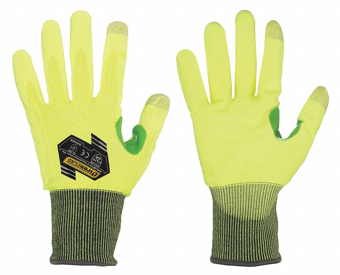 CUT-RESISTANT GLOVES, HI-VIS, SIZE XXL(11), 11 1/2 IN LENGTH, YELLOW, HPPE KNIT/PE, PAIR