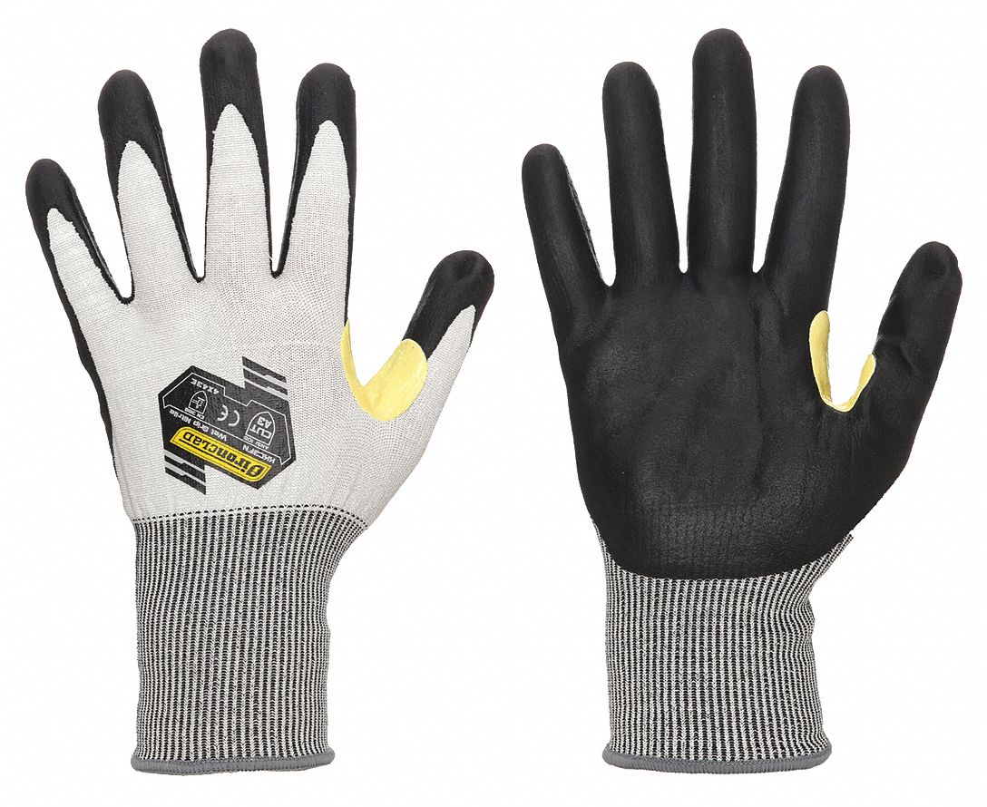 CUT-RESISTANT GLOVES, SIZE S(7), 9 3/4 IN LENGTH, GREY/BLACK, HPPE/NITRILE, PAIR