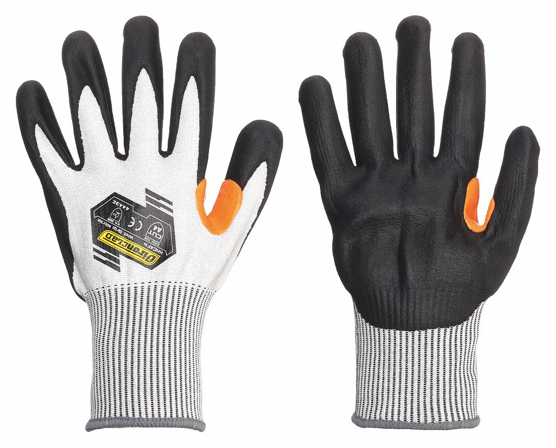 CUT-RESISTANT GLOVES, SIZE 2XL(11), 11 1/2 IN LENGTH, GREY/BLACK, HPPE/NITRILE, PAIR