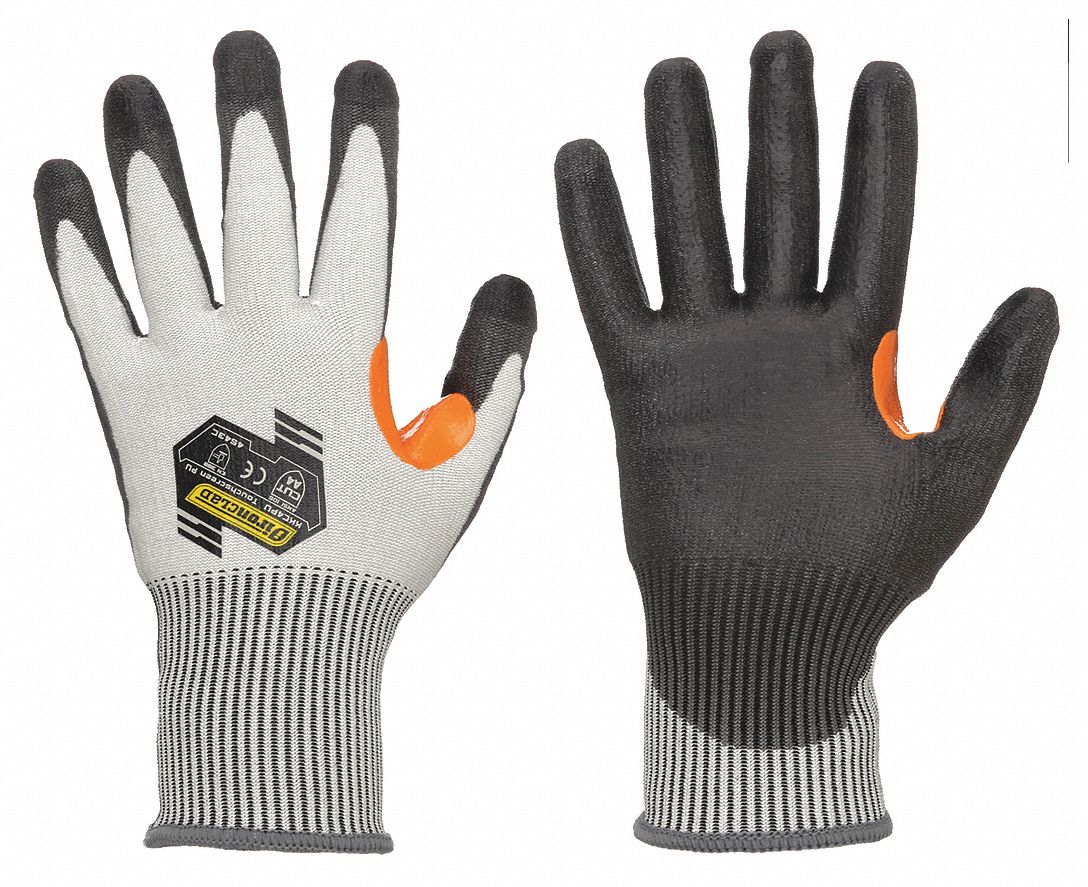 GANTS RÉSISTE COUPURES, TLE TTG (11), L. 11 ½PO, GRIS/NOIR, PEHP/PE, MANCHETTE EN TRICOT, PAIRE