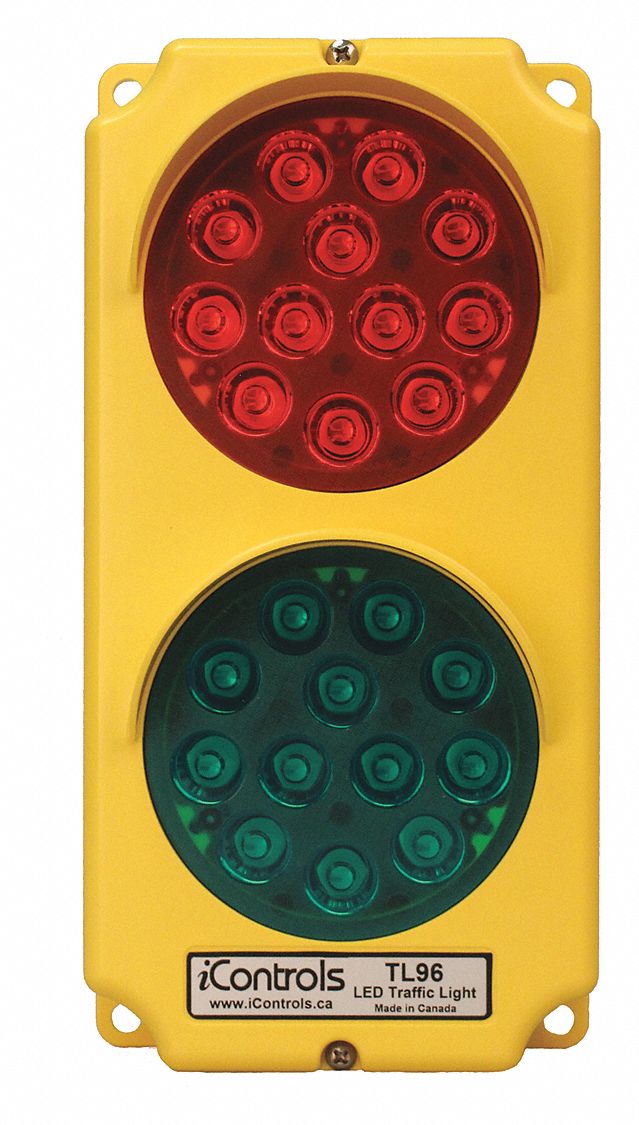 KIRK LED Traffic Light: 10 in Overall Ht, 5 in Overall Wd, 3 in Overall Dp,  For Use With Dock Safety