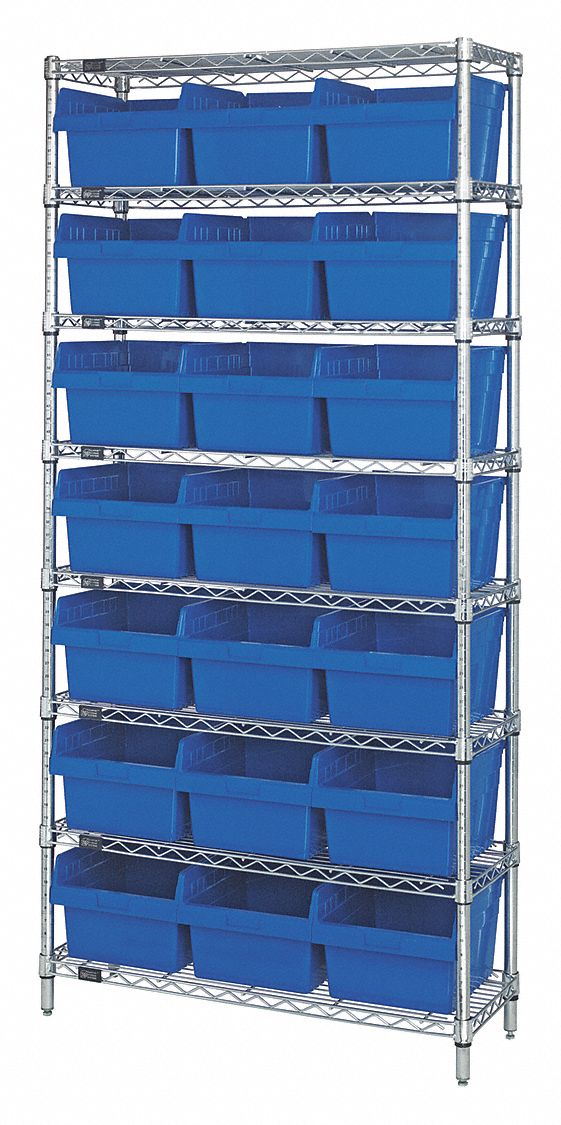 QUANTUM STORAGE SYSTEMS Steel Bin Shelving with 21 Bins, 12 inW x 36