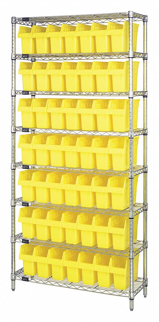 Bin Shelving: 12 in x 36 in x 74 in, 48 Bins, 8 Shelves, Open, Shelf Bin
