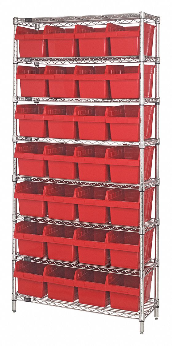 QUANTUM STORAGE SYSTEMS Steel Bin Shelving with 28 Bins, 18 inW x 36