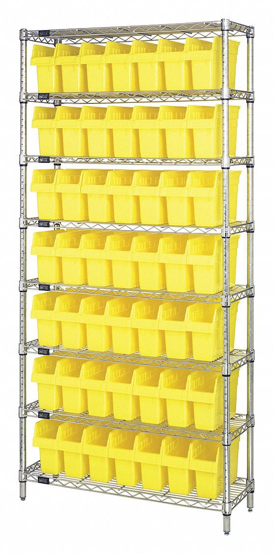 Bin Shelving: 18 in x 36 in x 74 in, 48 Bins, 8 Shelves, Open, Shelf Bin