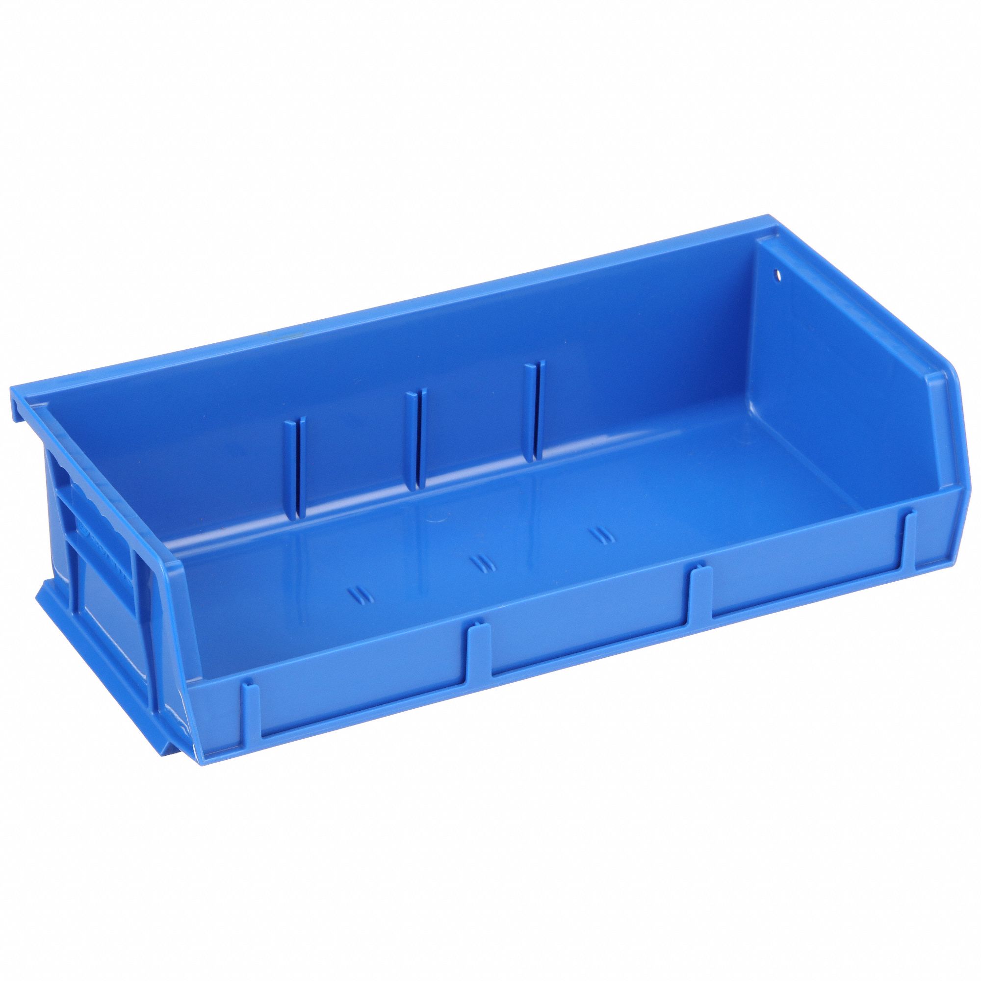 Hang and Stack Bin: 11 in x 5 3/8 in x 3 in, Blue, Label Holder Included