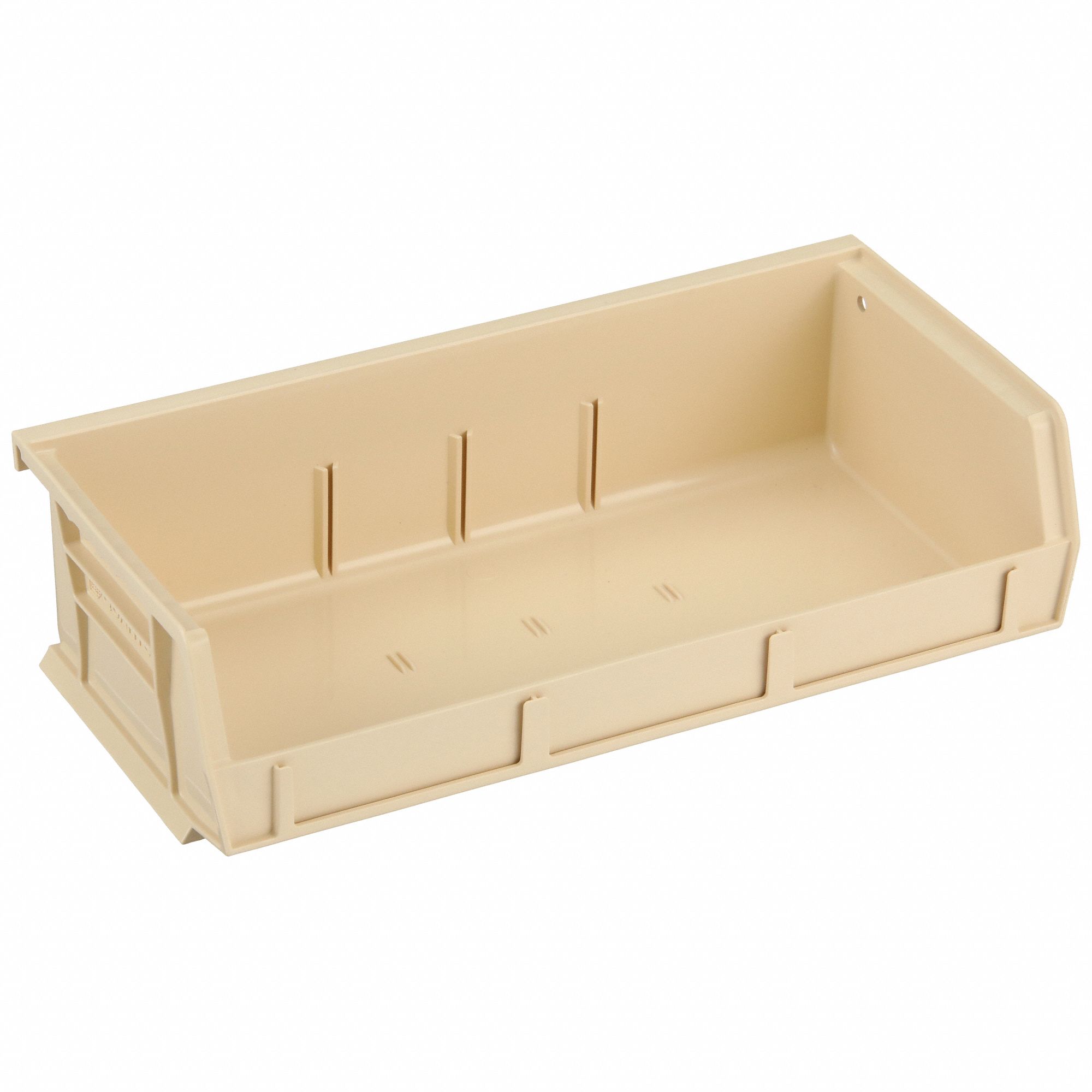 Hang and Stack Bin: 11 in x 5 3/8 in x 3 in, Beige, Label Holder Included
