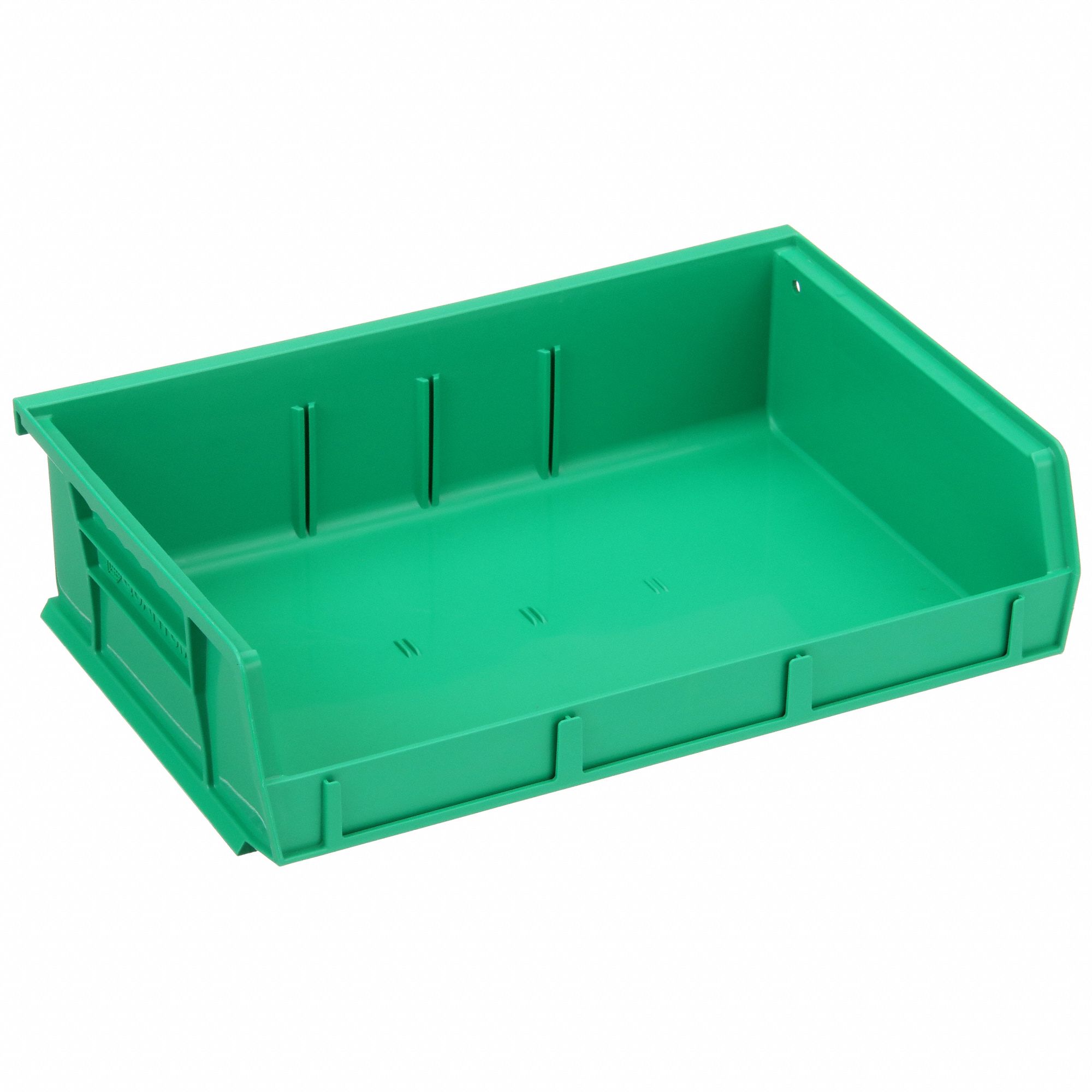 Hang and Stack Bin: 11 in x 7 3/8 in x 3 in, Green, Label Holder Included