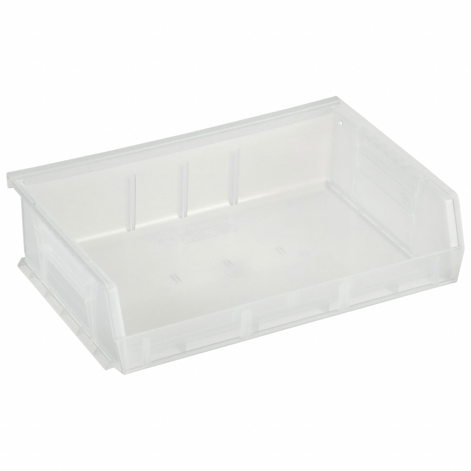 Hang and Stack Bin: 11 in x 7 3/8 in x 3 in, Clear, Label Holder Included