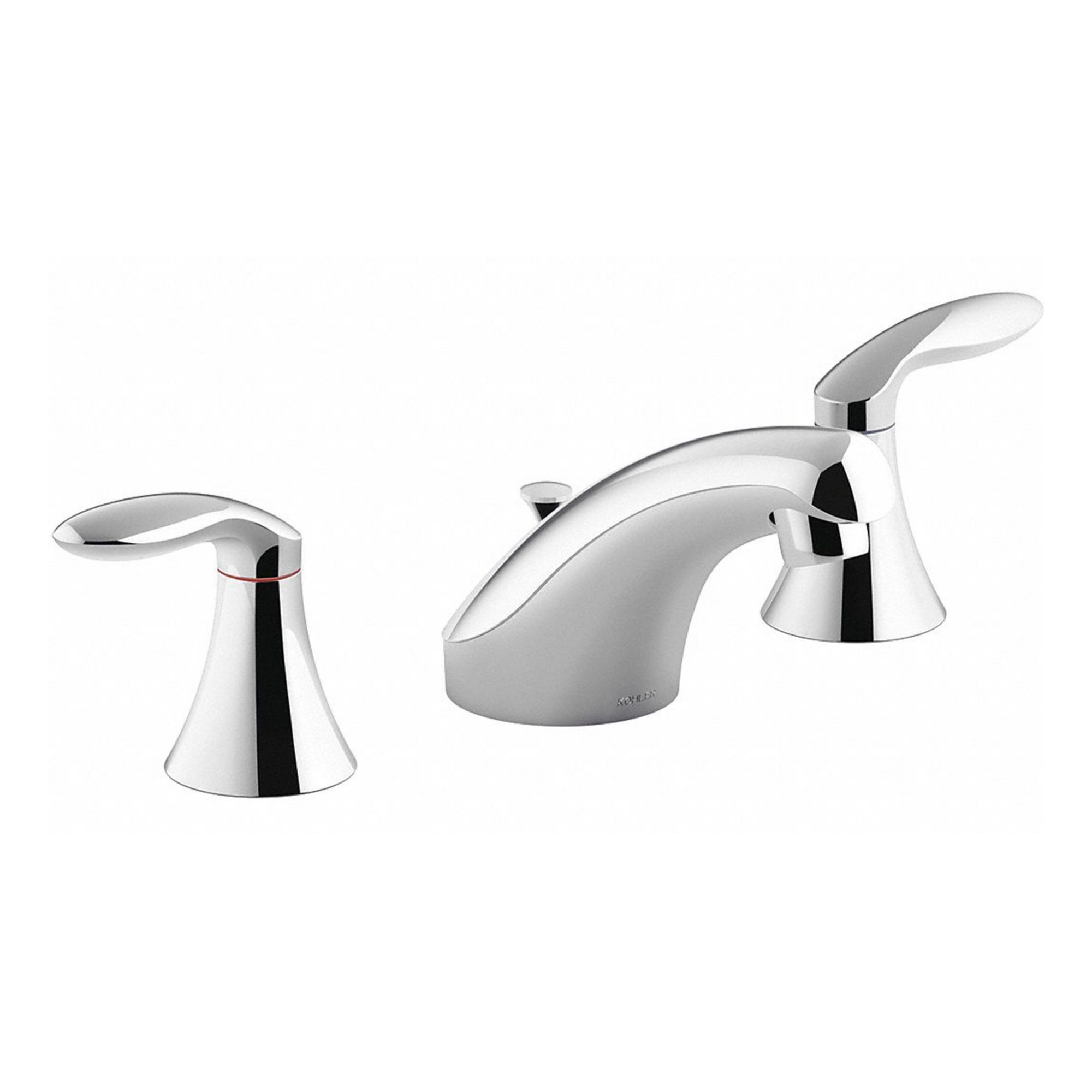 Low Arc Bathroom Faucet: Coralais®, Brass, Chrome Finish, 1.2 gpm Flow Rate, Widespread, Arc