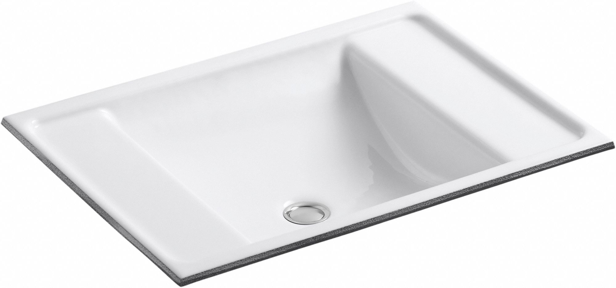 Bathroom Sink: White, Cast Iron, 22 1/2 in Overall Lg, 16 1/8 in Overall Wd, 0 Faucet Holes