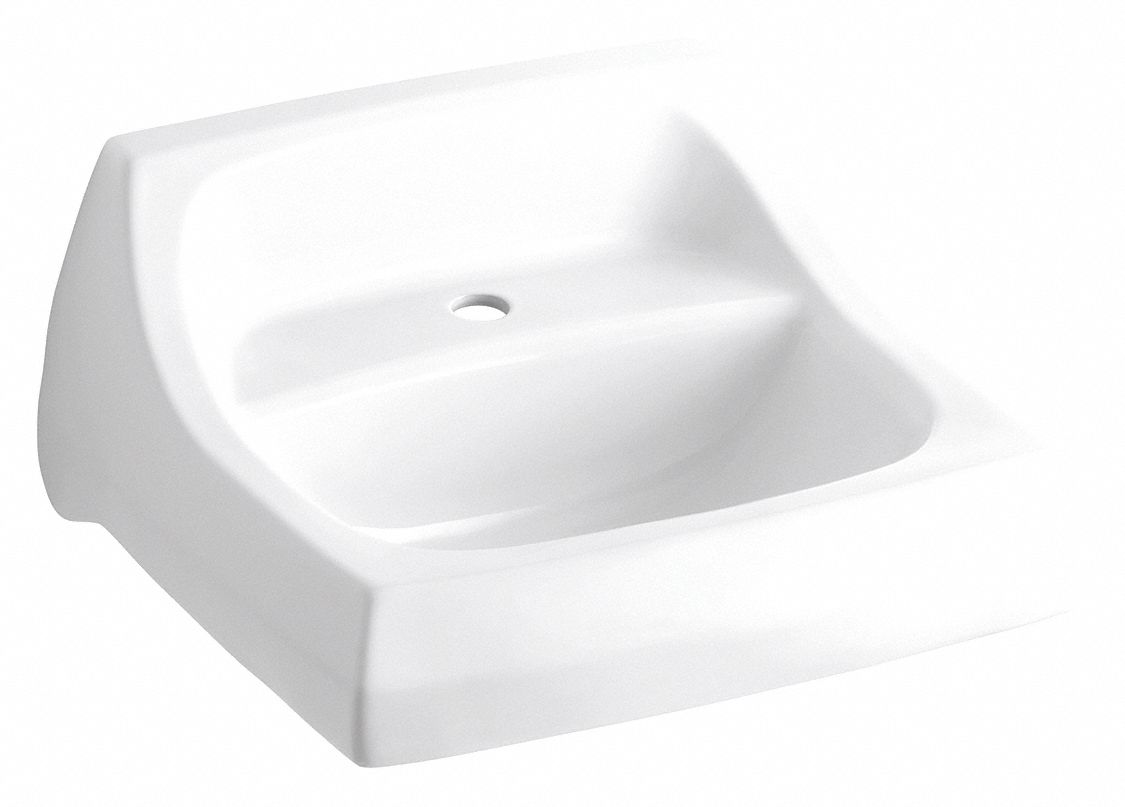 Bathroom Sink: Kingston™, White, Vitreous China, 21 1/4 in Overall Lg, 18 1/8 in Overall Wd
